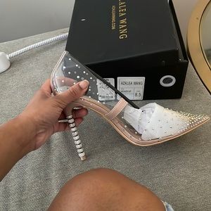 Azalea Wang Clear studded heels